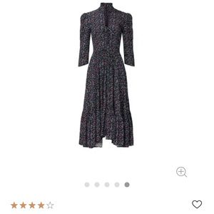 Petersyn Black Floral Long Sleeve Corset Tie Front Lorna Midi Dress